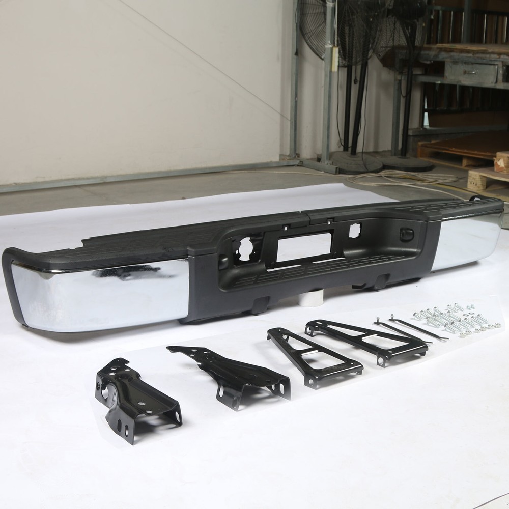 Chrome Rear Bumper for 07-13 Chevrolet Silverado GMC Sierra 1500 NO Sensor GA2