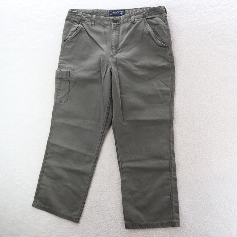 VTG OshKosh B'gosh Pants Men's 38x32 Gray Cargo Canvas Workwear Baggy Y2K Skater