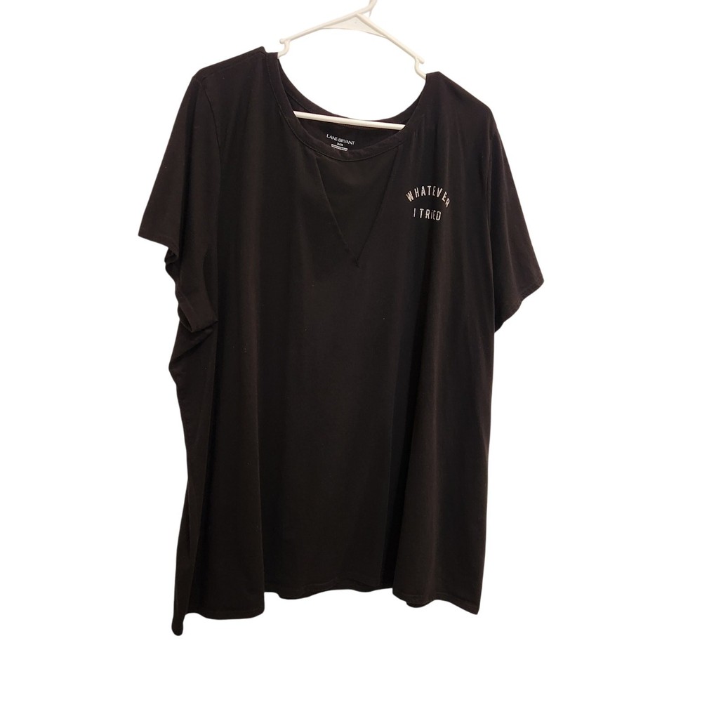 Lane Bryant Black Short Sleeve Whatever I Tried Graphic T-Shirt Casual Top 26/28