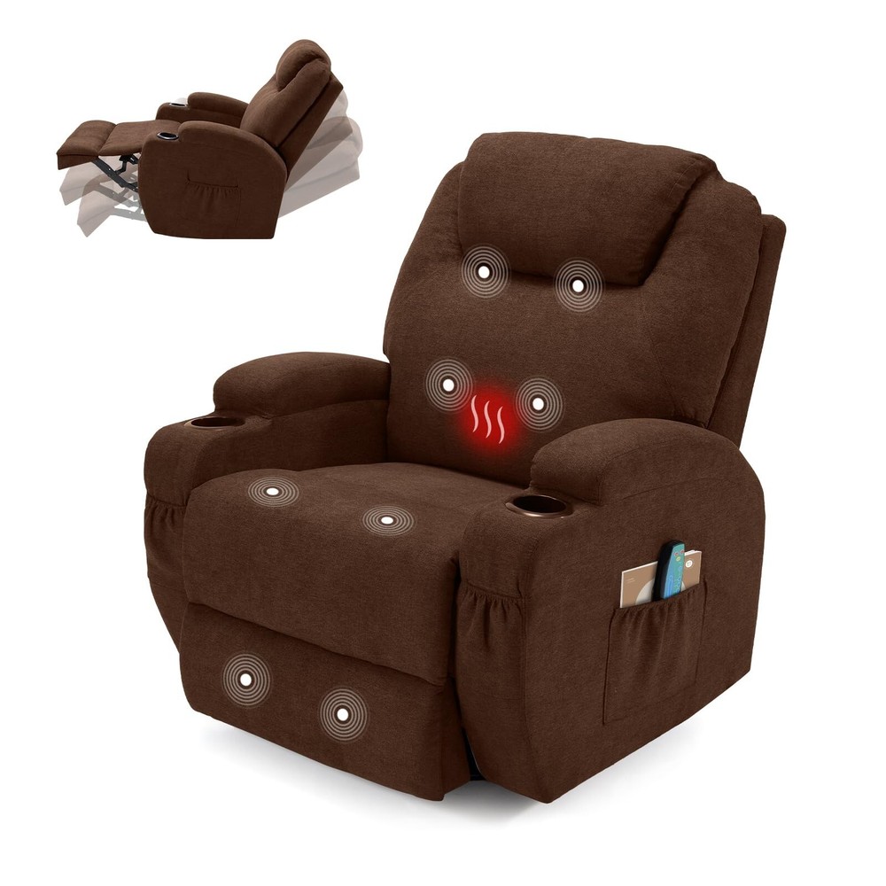 Esright Elderly Massage Recliner Chair Vibration Heated Rocker Swivel Lounge