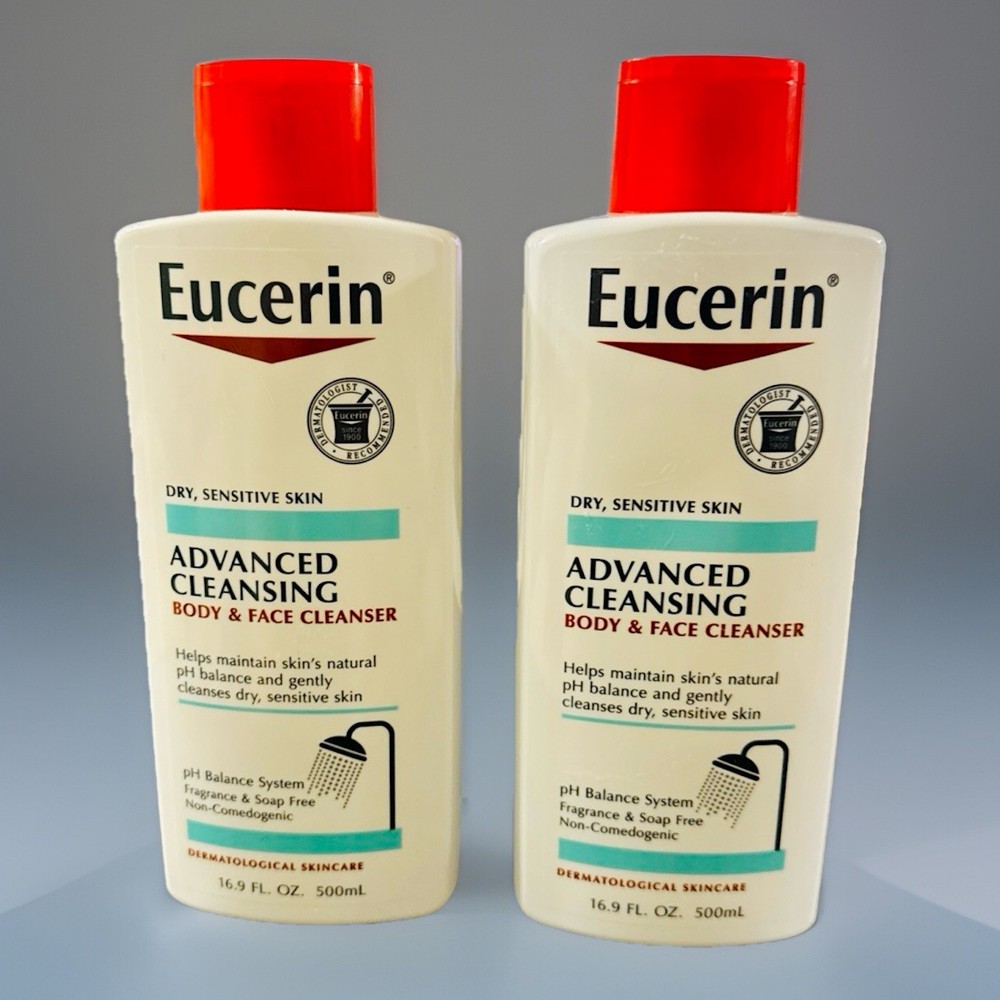 Eucerin Advanced Cleansing Body & Face Wash 2 PK- 16.9oz FOR DRY, SENSITIVE SKIN