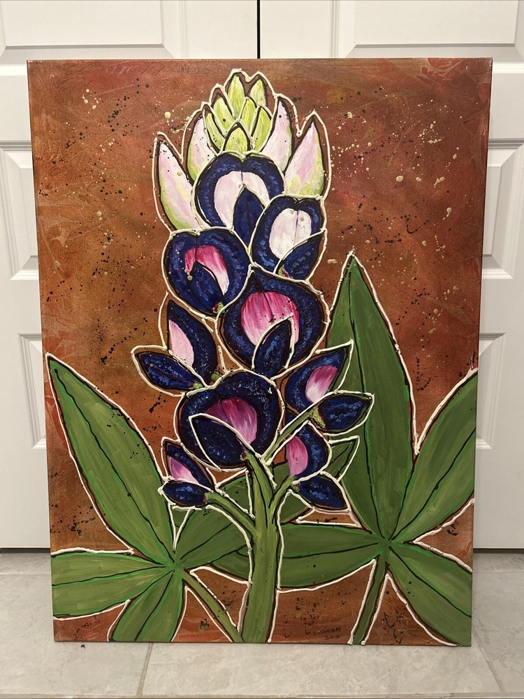 Blue Bells Blooming, Acrylic And Mixed Media 2015 Artist Sam I Am