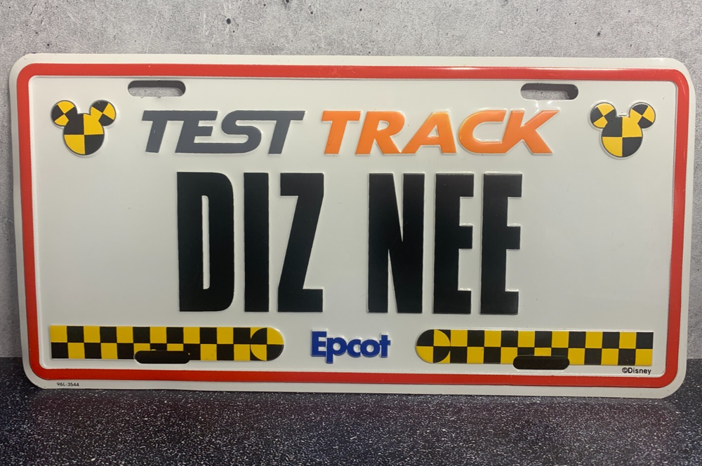 Walt Disney World EPCOT License Plate - Test Track Ride - DIZ NEE - Disneyana