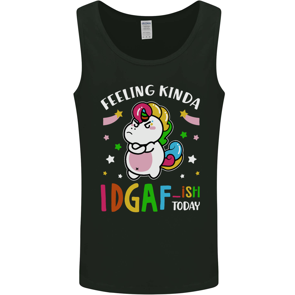 Feeling IDGAF Today Funny Offensive Unicorn Mens Vest Tank Top