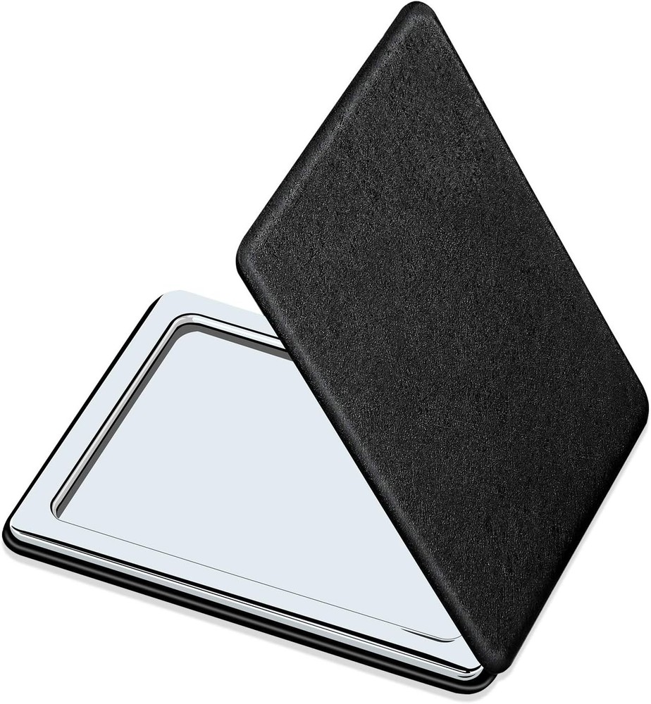 Men's Compact Black Travel Vanity Mirror for Pocket Handbag Wa