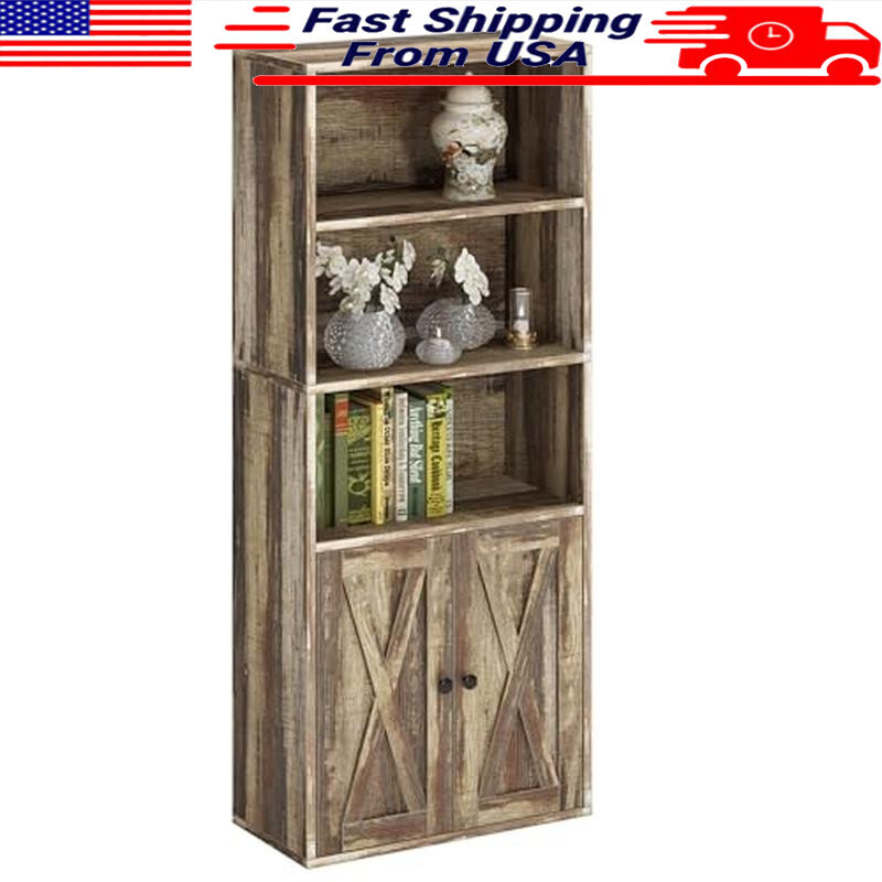 Bookshelves with Doors Storage Furniture for Home Office Living Room