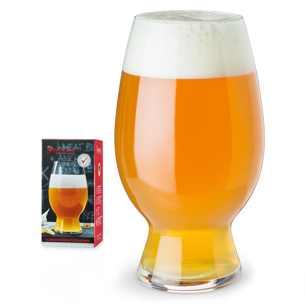 European-Made Lead-Free Crystal Wheat Beer Glasses, Set of 1