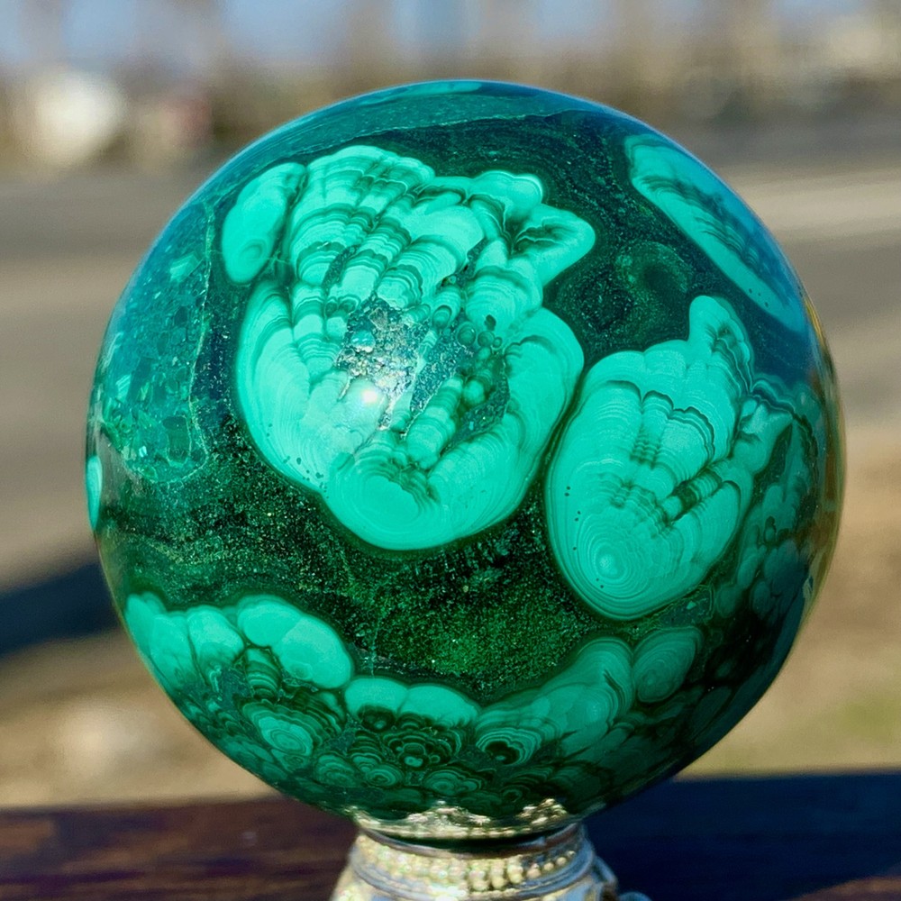 99G Natural glossy Malachite ball transparent cluster rough mineral sample