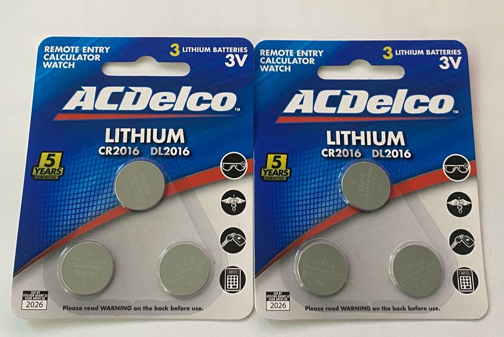 ACDelco CR2016 3V Lithium Coin Cell Battery Watch Calculator Electronics 6 Count