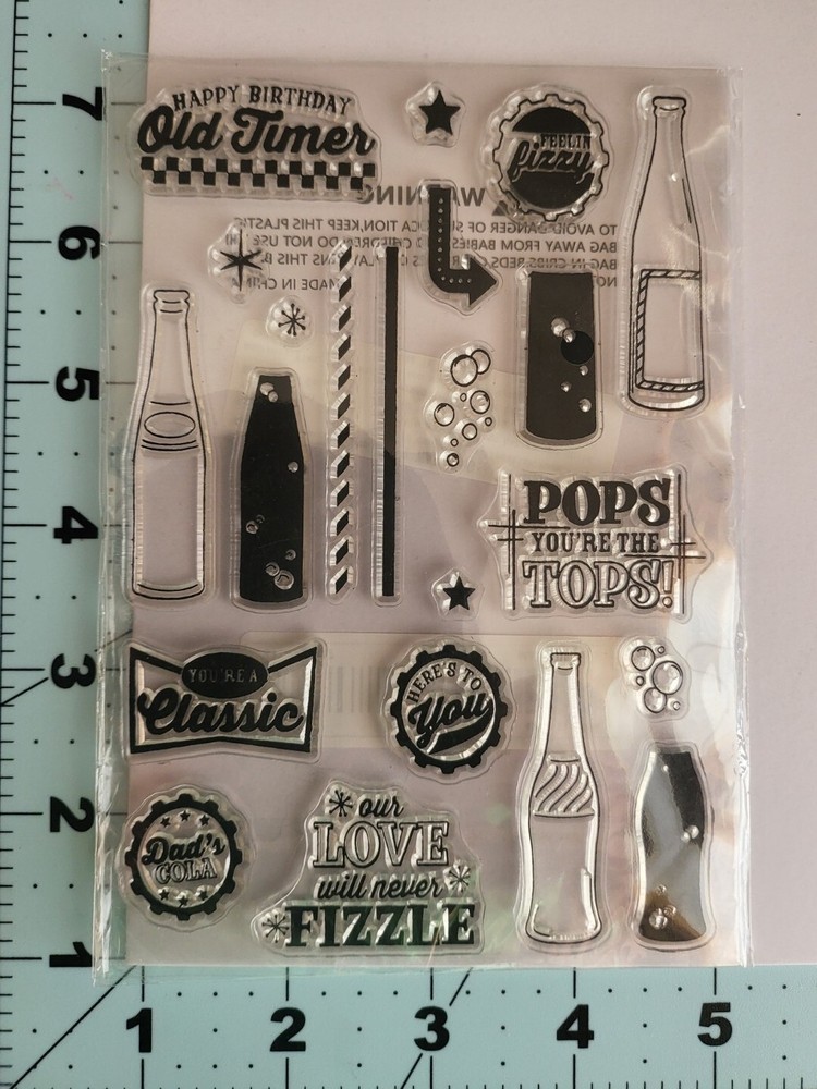 Fathers Day Pop Soda clear stamps stamping texture card clay FAST Free Ship-image