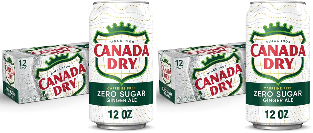 Zero Sugar Ginger Ale Soda, 12 oz Cans, 12-Pack (Pack of 2)