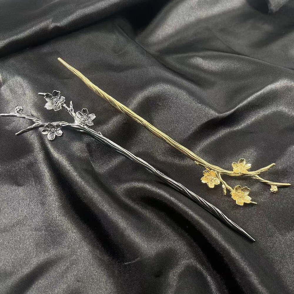 Ancient Metal Flower Hairpin Alloy Hair Bun Forks Elegant DIY Hair Chopsticks