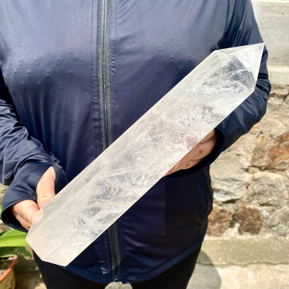 3.38G Natural clear quartz obelisk Crystal Energy Tower Point Energy -