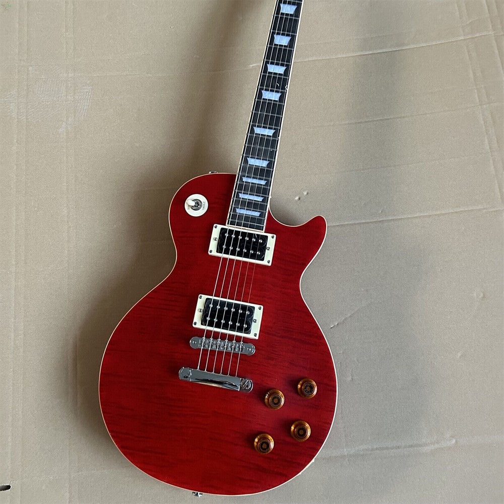 Handmade LP Standard Red Electric Guitar Chrome Accessories High Quality