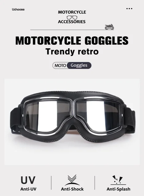 Windproof Motorcycle Helmet Glasses Leather Safety Protective Anti-glare Motocro