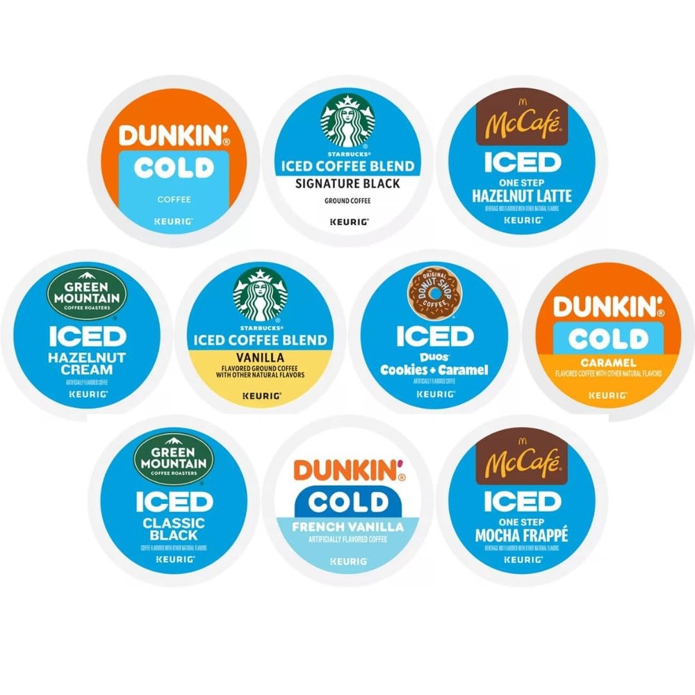 30 Count--Iced Coffee K-Cup Pods Variety Sampler Pack, Includes Starbucks Reg...