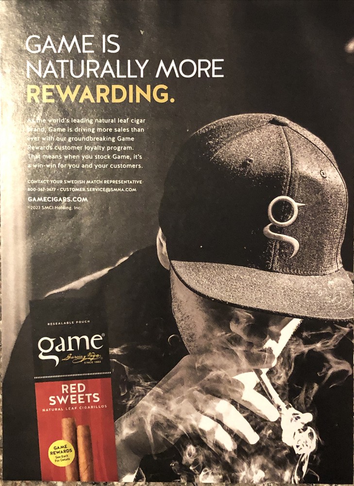 2023 Game Natural Leaf Cigarillos Cigars PRINT AD Advertisement Page Red Sweets