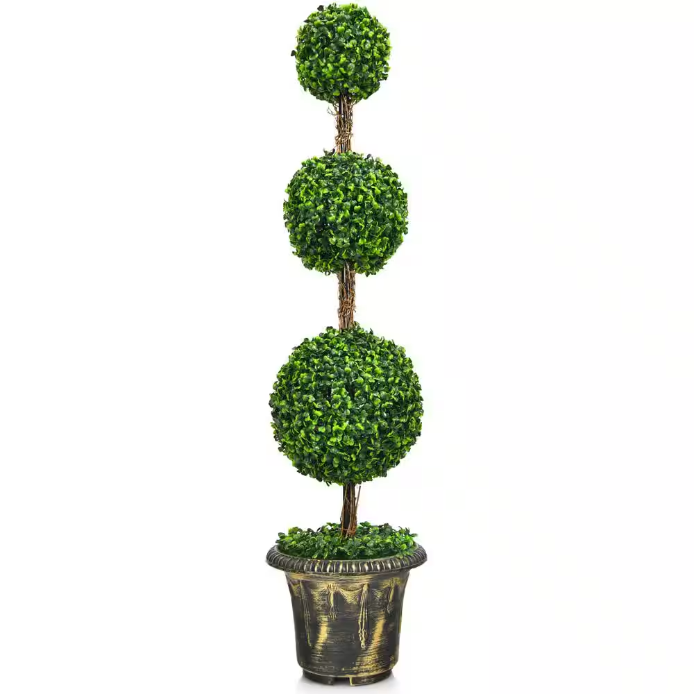 4 Feet Indoor/Outdoor Decorative Triple Ball Topiary Artificial Tree