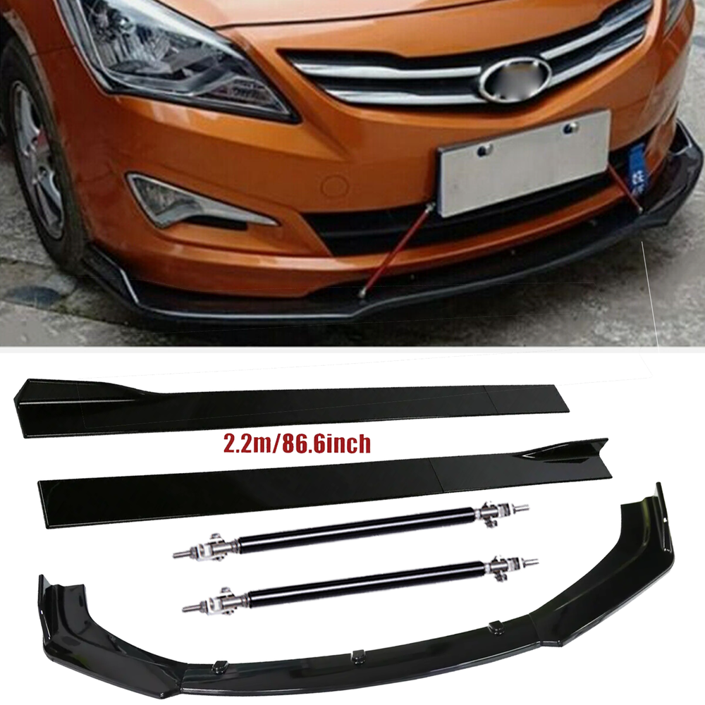 Front Bumper Lip Splitter Spoiler Strut Rods For Hyundai Veloster 13-17