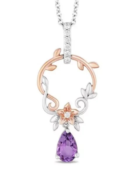1.2ct Pear Cut Amethyst Unique Women's Pendant 14K White Gold Plated with Chain