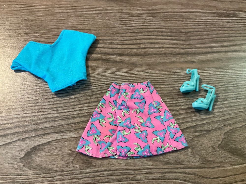 Mattel Barbie Doll Clothes Top Shirt, Skirt  Dress Shoes Outfit Set Lot
