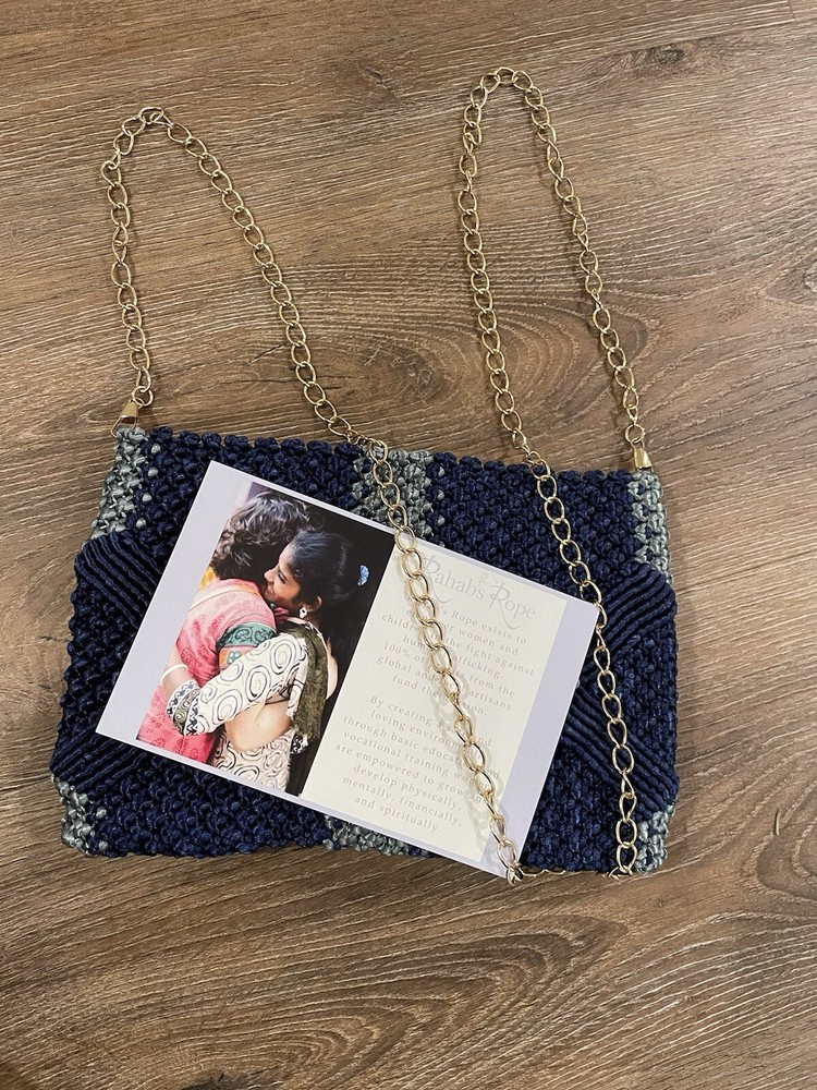 NEW Rahab’s Rope Handmade Purse Navy Blue