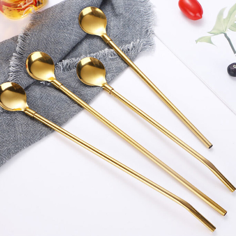 Cuchara de pajita multifunción conveniente reutilizable de acero inoxidable con