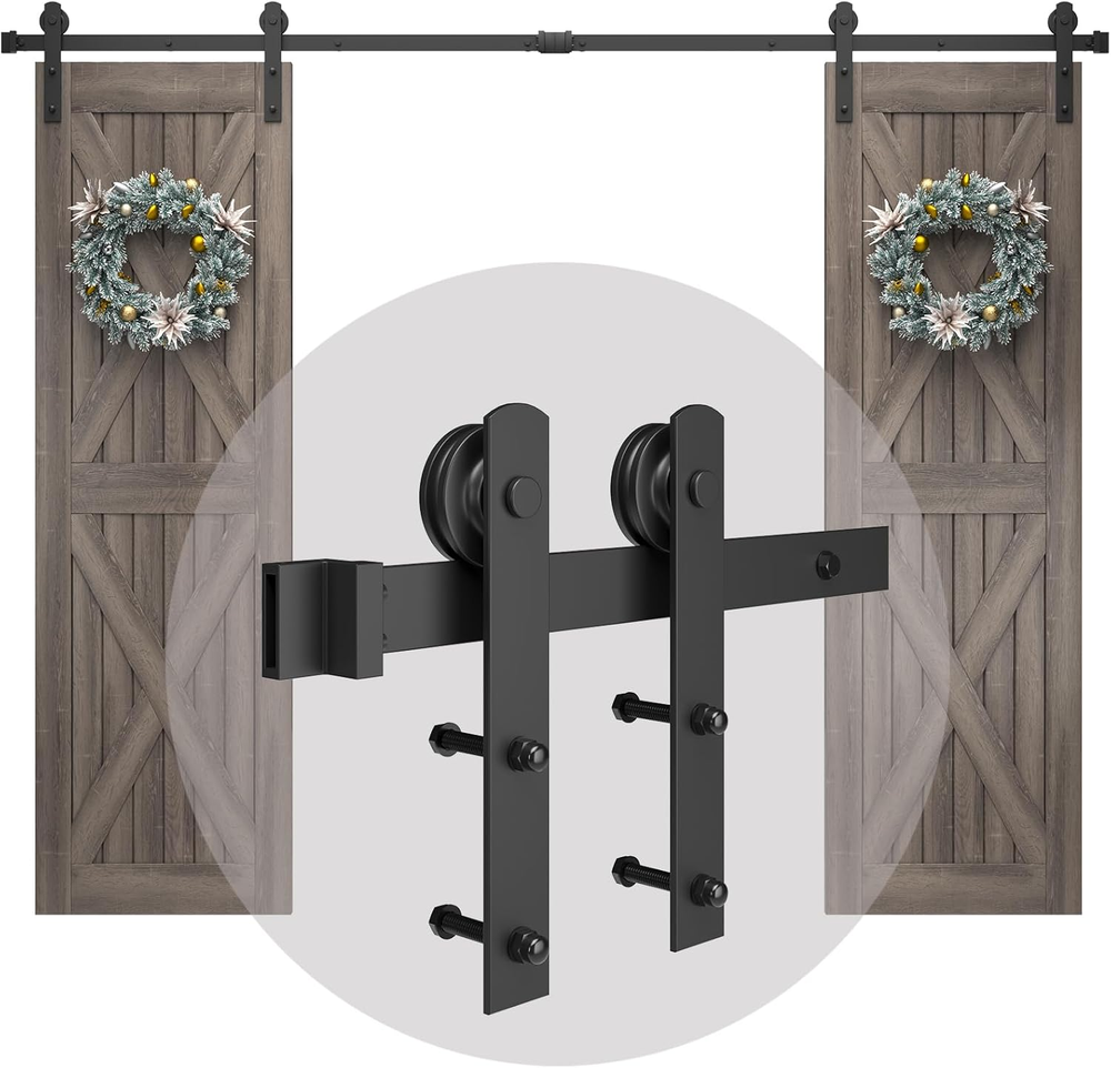 10 FT Double Barn Door Sliding Hardware Kit - Easy Installation - Smooth Glide-image