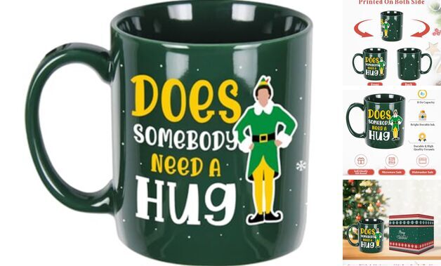 Buddy The Elf Mug, Funny Christmas Coffee Mug, 11oz Holiday Drinking Cup, Hug