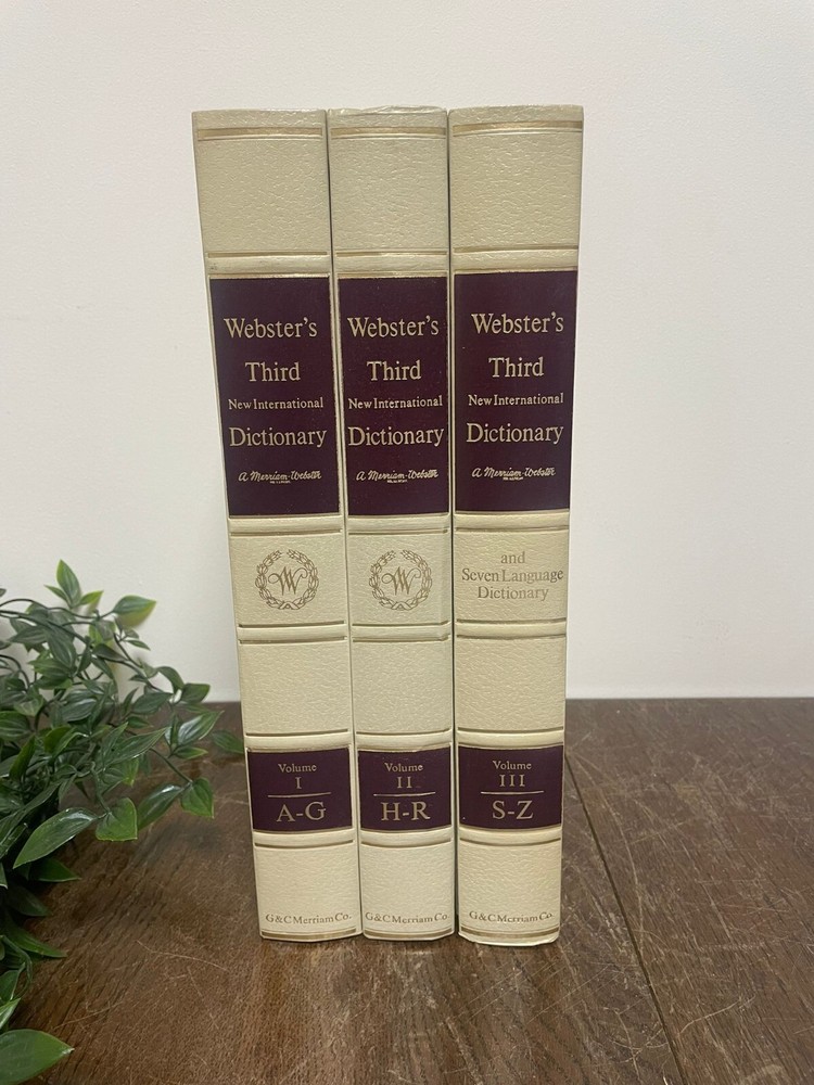 Webster’s Third New International Dictionary 3 Volume Set, Vintage Book Decor