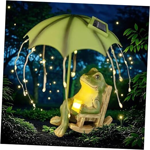Frog Garden Statue, Solar Garden Frog Decor, Fairy Garden Accessories Outdoor