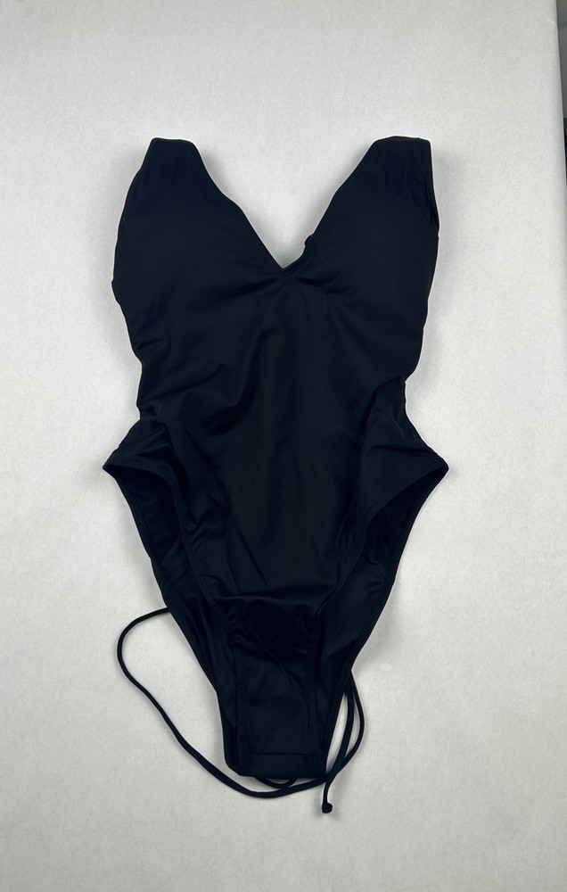 TA3 Hi Cut Plunge One Piece Swimsuit Black Medium Short