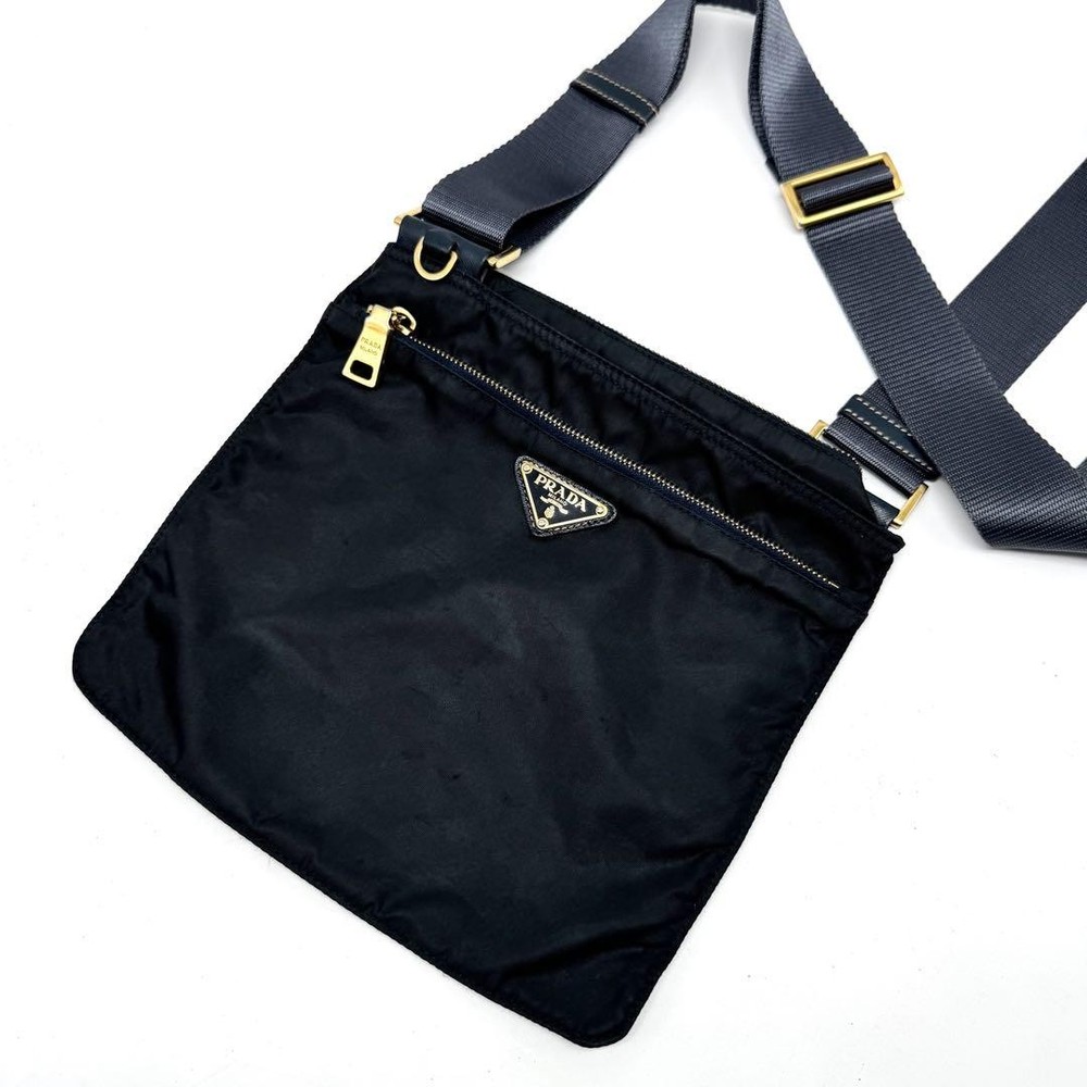 Prada Nylon Shoulder Bag with Gold Hardware and Triangle Logo - New Model