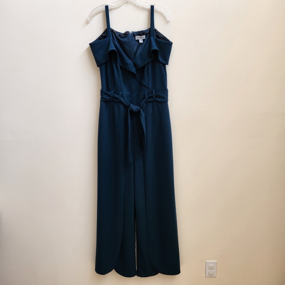 Shelby & Palmer Jumpsuit Womens Size 14 Dark Teal Split Leg Sleeveless Jumpsuit