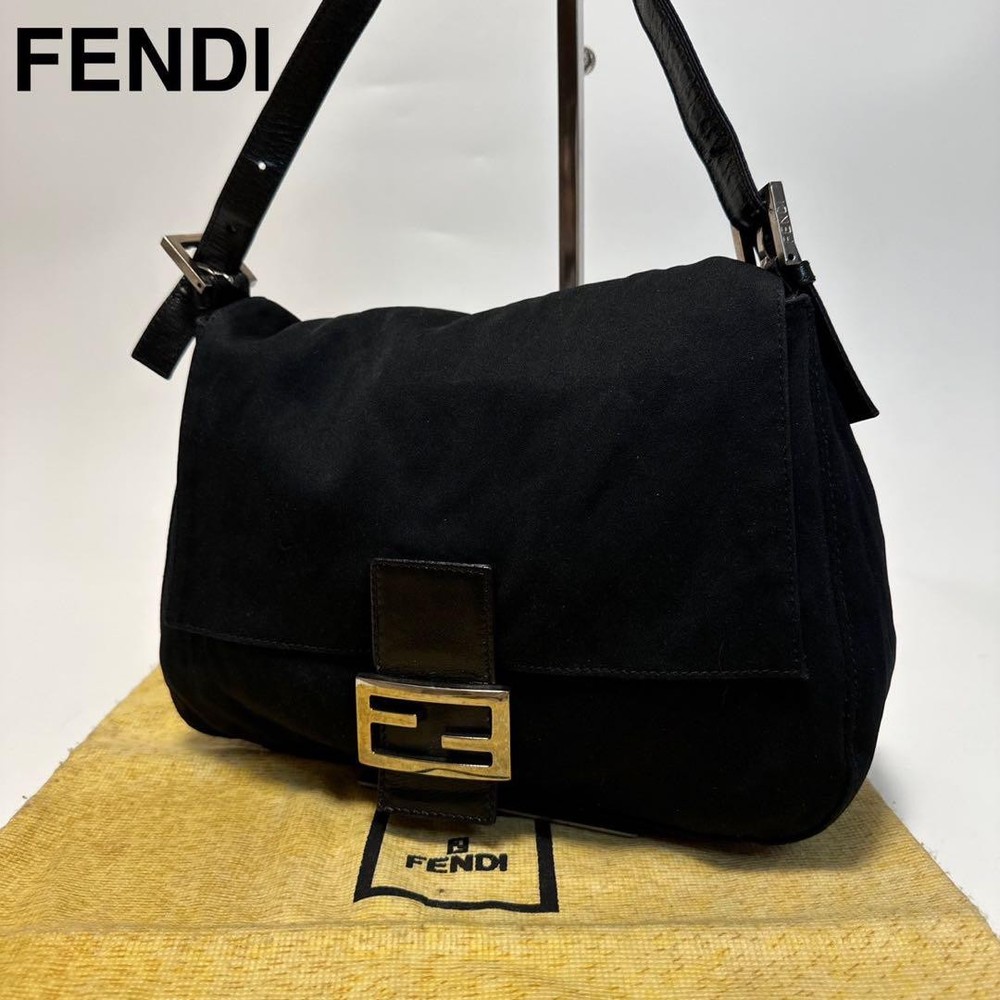 Fendi Black Cotton Mamma Bucket Shoulder Bag Luxury Handbag Casual Chic