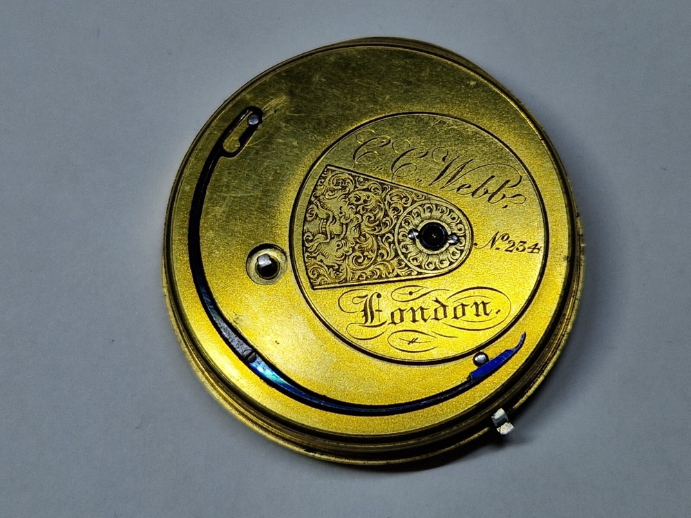 Antique pocket watch movement C C Webb London fusee