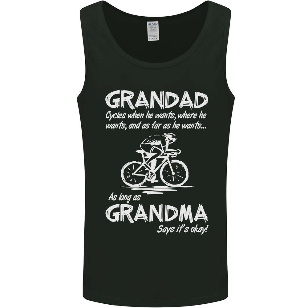 Grandad Cycles When He Wants Cycling Bike Mens Vest Tank Top