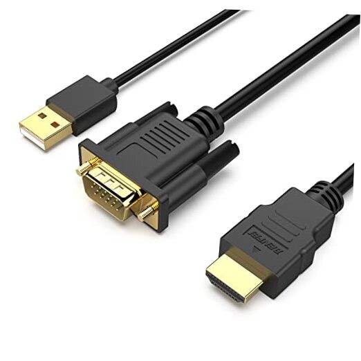 VGA to HDMI Cable 6ft with Audio Support for 1080P Laptop or PC