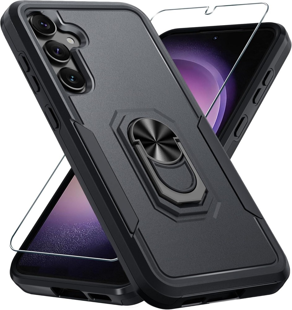 For Samsung Galaxy S25 5G Case With Built in Metal Ring Holder Kickstand Cover