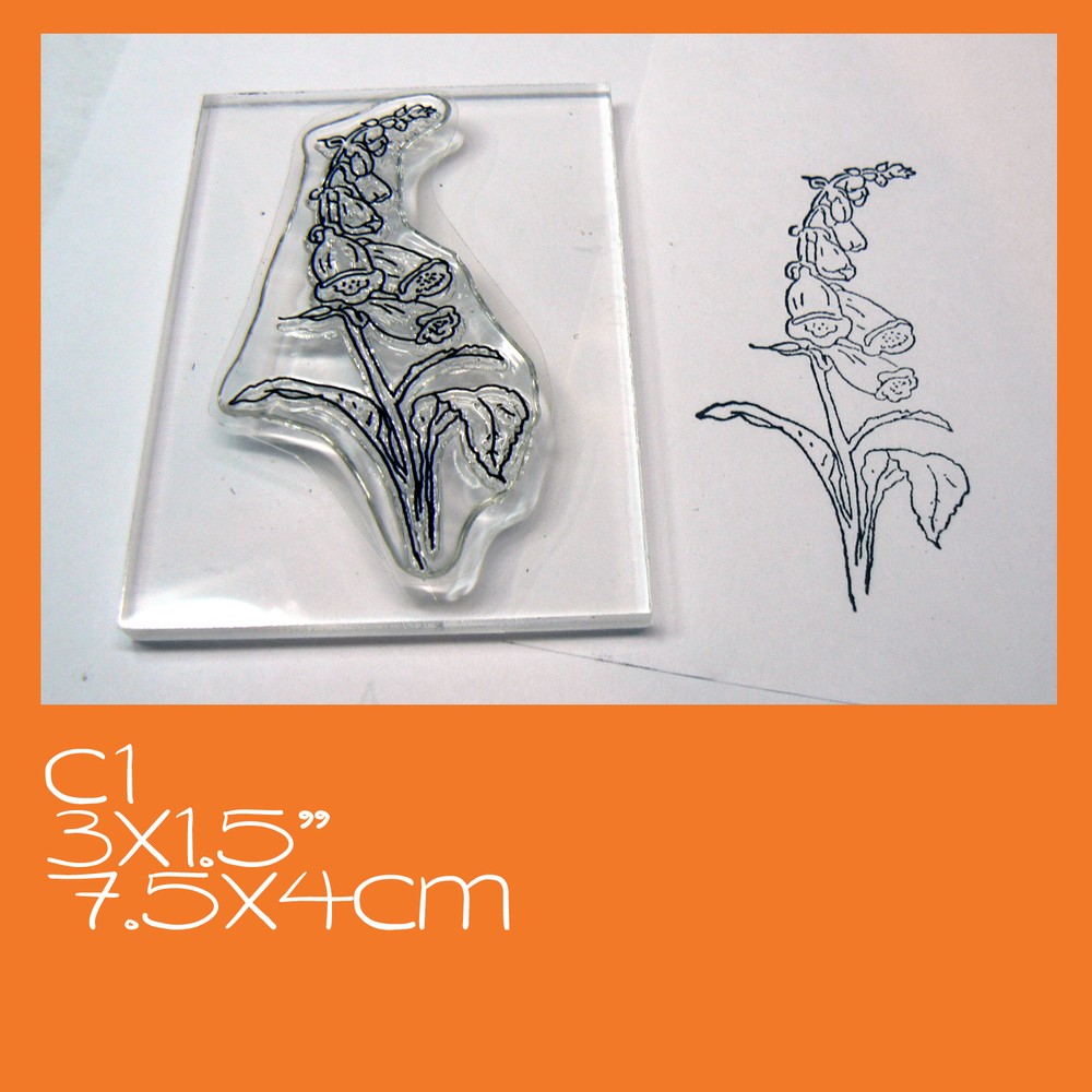 C1 Crystal Clear Foxglove flowers Rubber Stamp