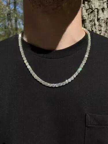 32Ct Round Lab Diamond Tennis Necklace in 14K White Gold Plated