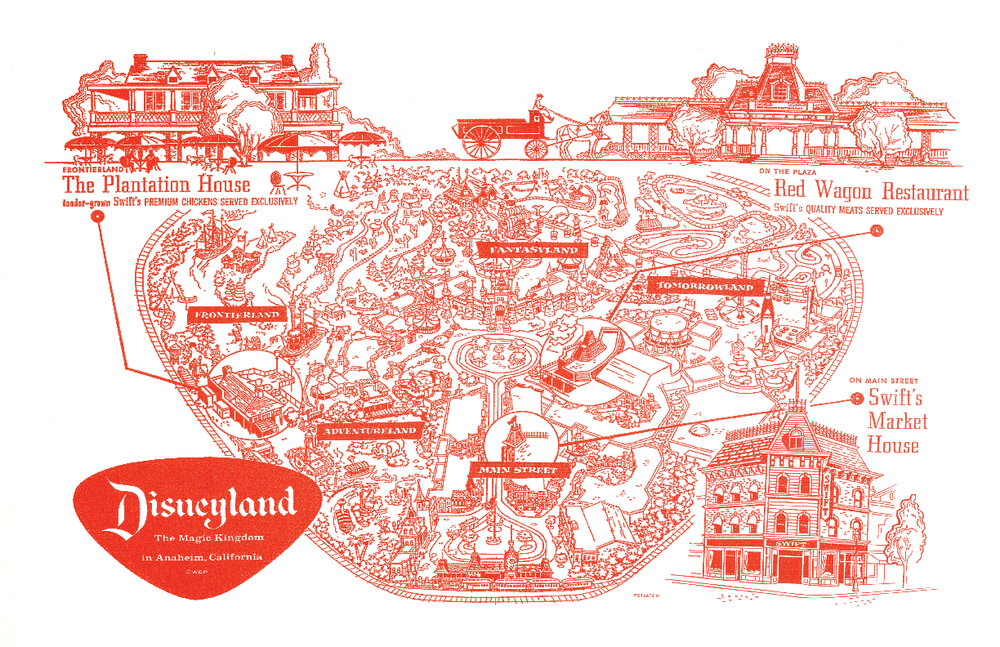 Vintage 1961 Disneyland Map Poster Print 13x19 Satin Finish Retro Wall Art Decor