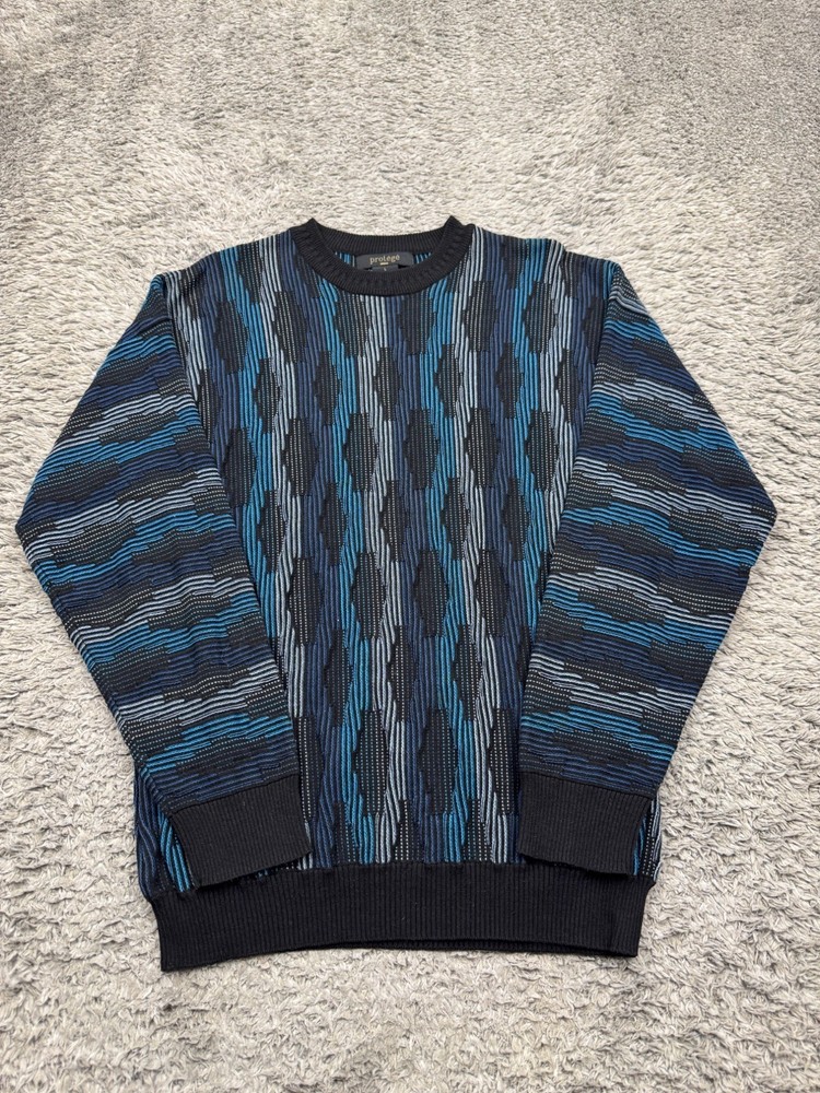Protege Sweater Men Large 3D Cable Knit Textured Coogi Style Pullover Vtg 90s