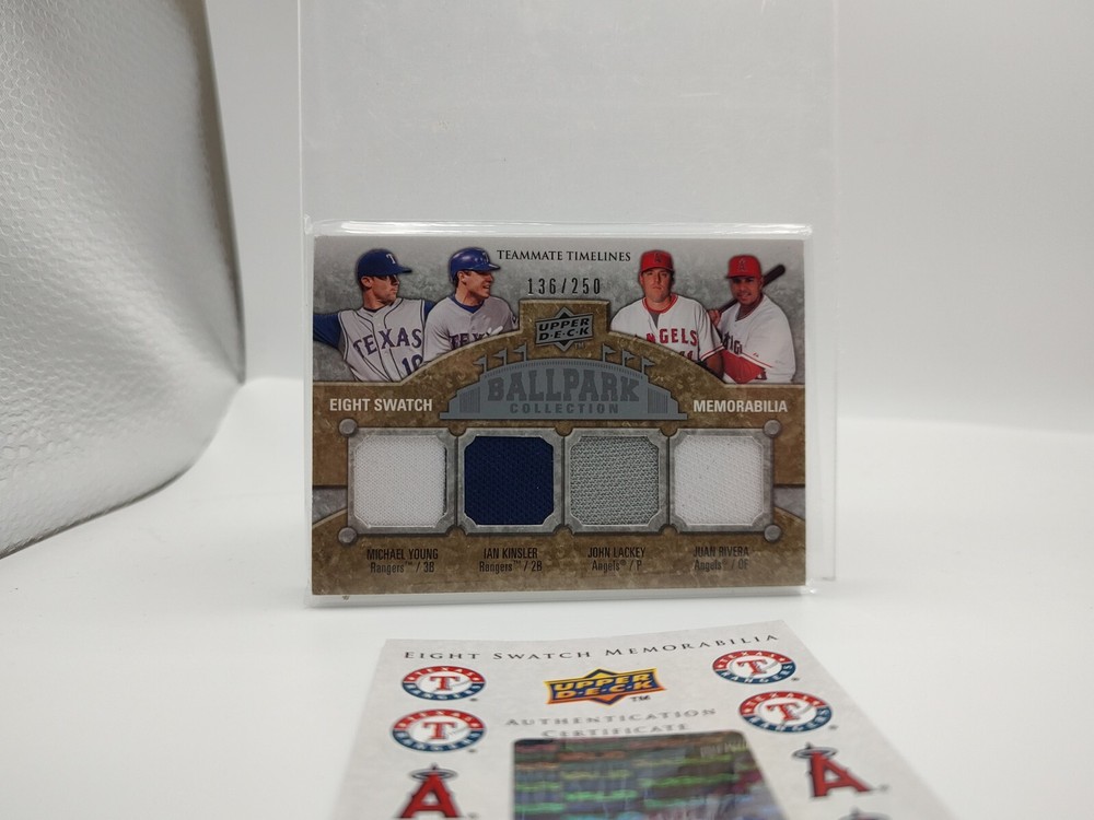 YOUNG/KINSLER/LACKEY/RIVERA/MURPHY/+++ 2009 UD Ballpark #375 Eight Swatch /250