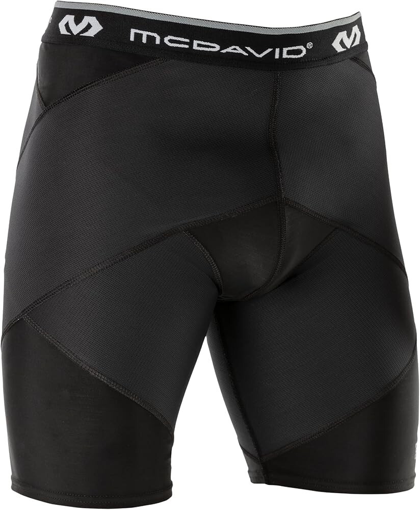 McDavid MD8200 Compression Shorts, Men's XL 36”- 42” Waist, Black, Poly Spandex