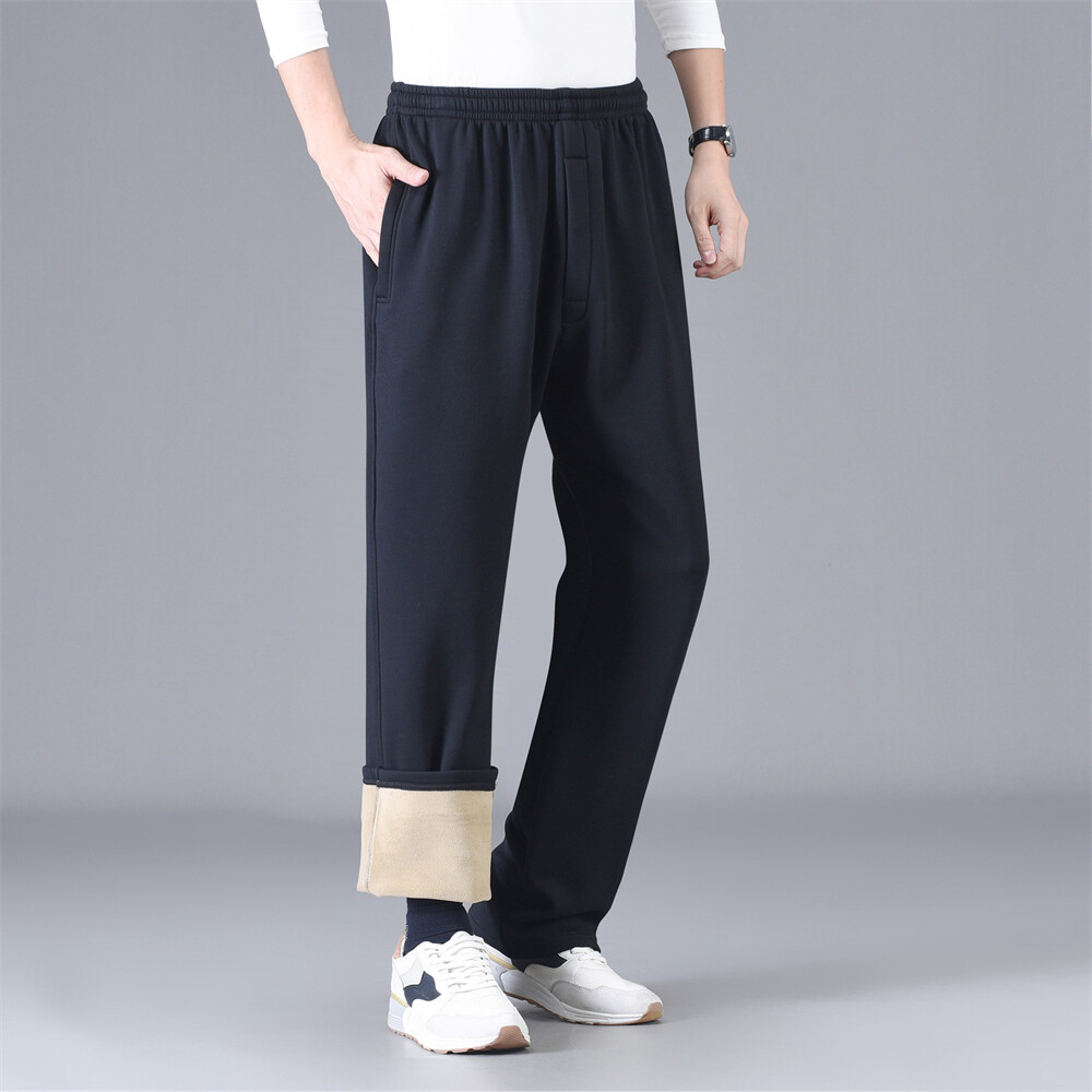 Men Sherpa Pants Workout Baggy Thermal Sweatpant Winter Warm Fleeced Trousers