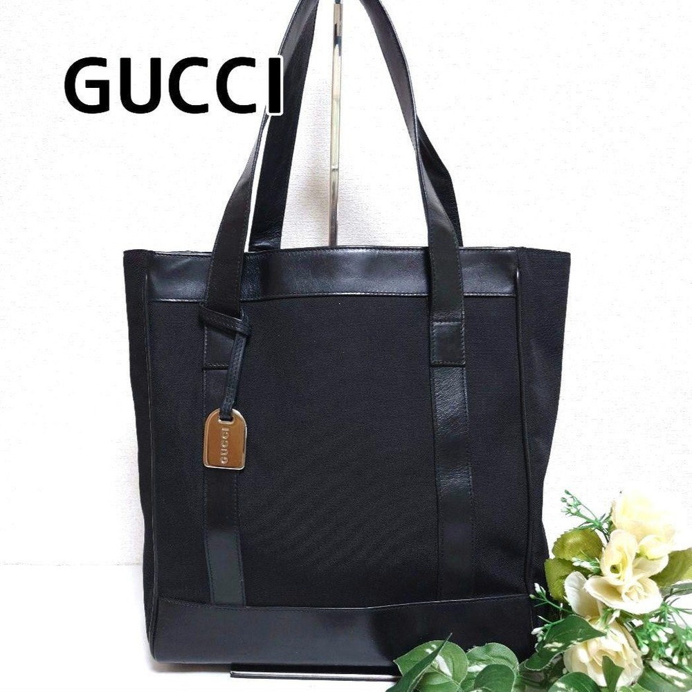 GUCCI Black Canvas Nylon Tote Bag for Women