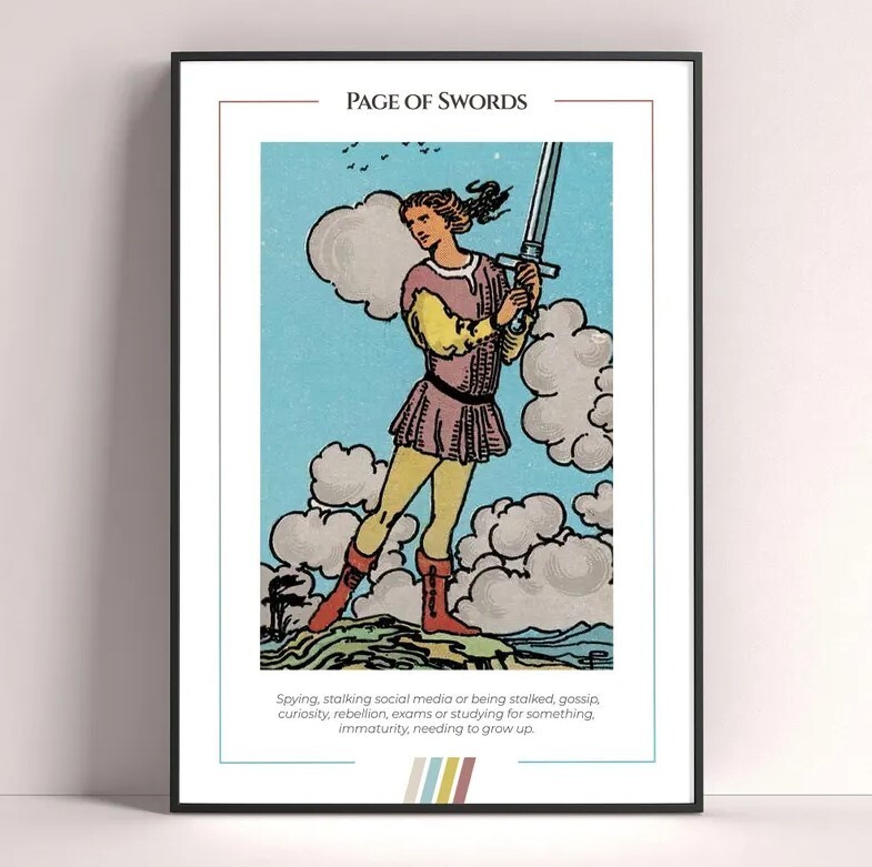 Page of Swords Tarot Card Art Print Digital Download Poster