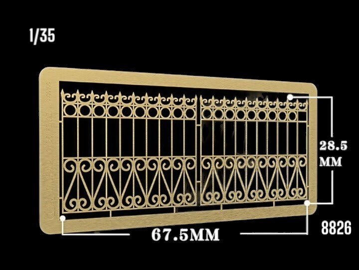 1/35 Scale Diorama Stuff  Photo Etch PE Metal Wrought Iron Fence Model Kit 8826