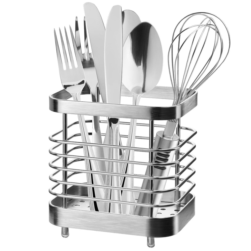 Utensil Holder, Stainless Steel Utensil Drying Rack for Kitchen Counter, Silv